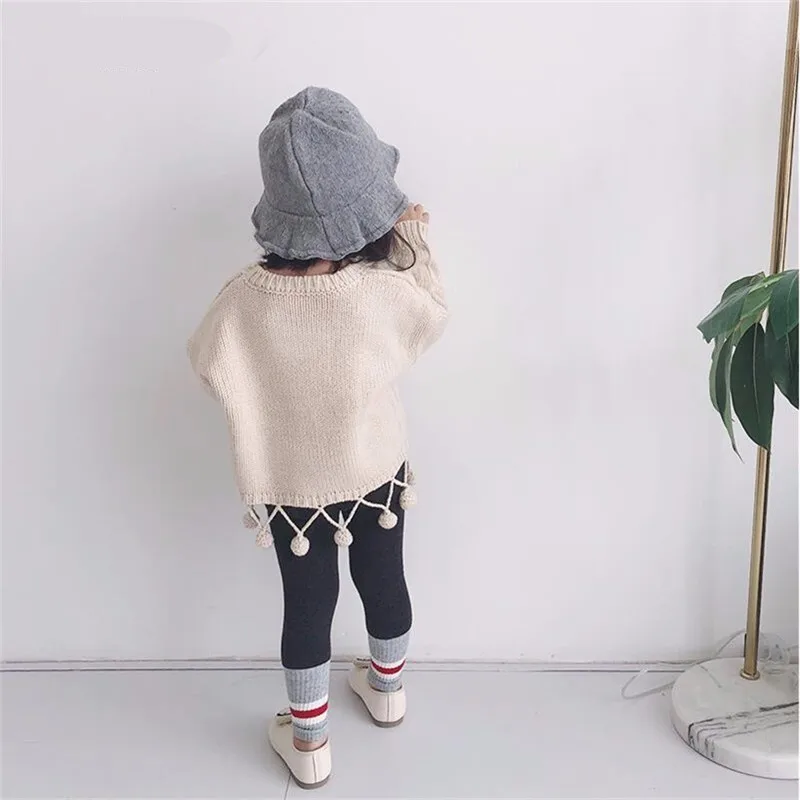 LILIGIRL/свитера для маленьких девочек Детская осенняя одежда с помпоном и