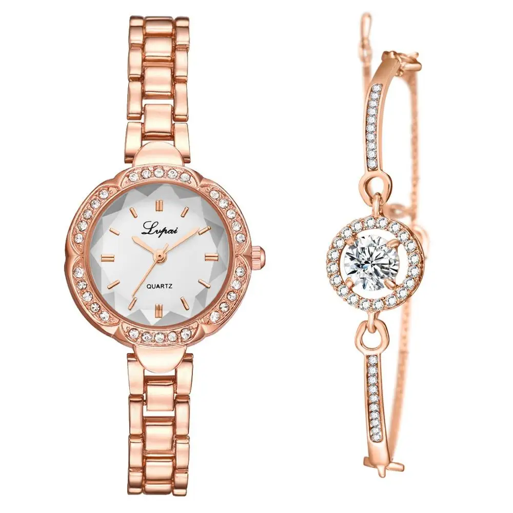 Watch Set 2 Lvpai Брендовые Часы для женщин роскошный браслет бриллиантовые женские наручные часы набор модные спортивные платья Кварцевые часы дропшиппинг - Цвет: Watch Set 2