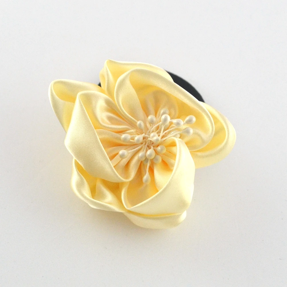 High-grade cloth art with flowers and stamens fabrics elastic rubber bands children's accessories | Украшения и аксессуары