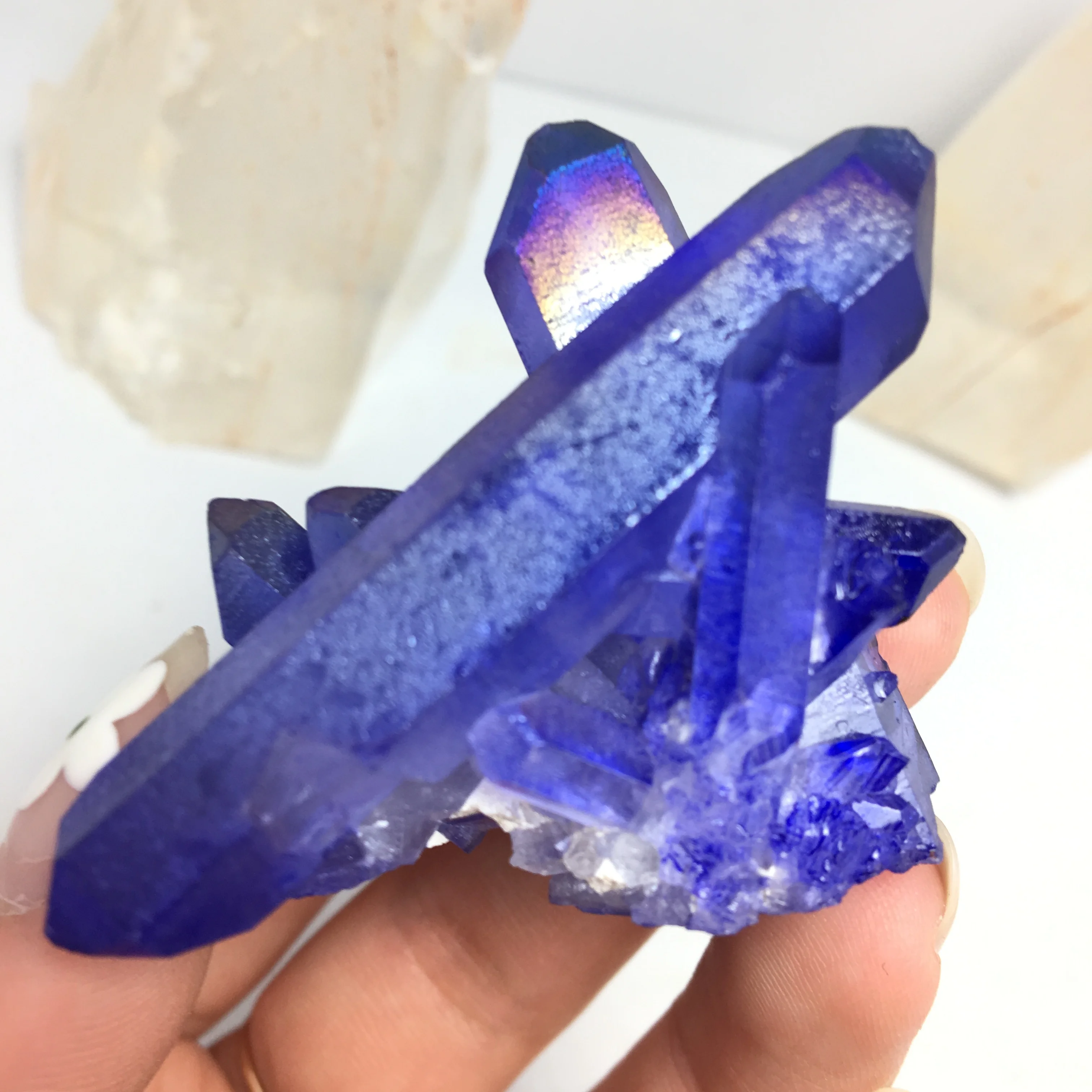 Аура кварцевый кристалл кластер Ангел натуральный Druzy Geode образцы минералов для