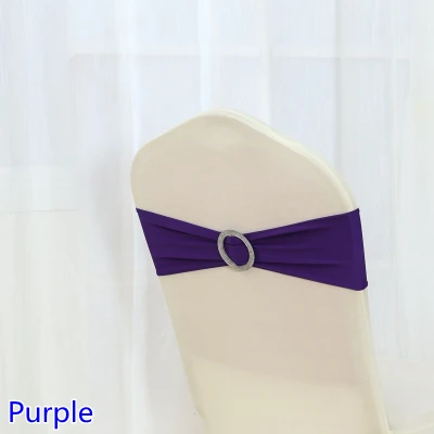 PURPLE 26 цветов блестящие круглые пряжки спандекс стул створки ленты для свадебных стульев лайкра стрейч на стул группа Универсальный отель вечерние шоу - Цвет: PURPLE