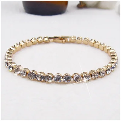 Fashion Gold Silver Roman Women Chain Crystal Bracelets Gifts Rhinestone 16.5 CM bracelet Harajuku Wedding gifts | Украшения и