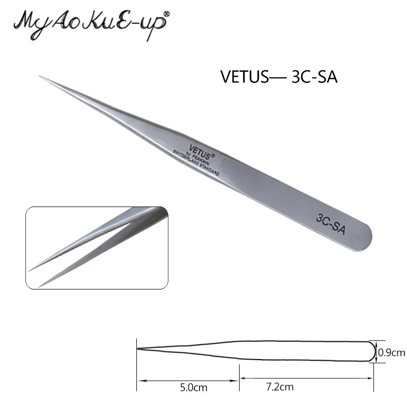 3C-SA 1 шт. SA vetus 6a-sa Пинцет из нержавеющей стали антистатические сверхжесткие высокоточные пинцеты для наращивания ресниц Инструменты - Цвет: 3C-SA