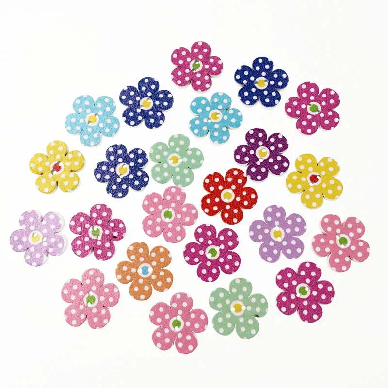100 шт. модные популярные смешанные деревянные пуговицы для шитья цветов