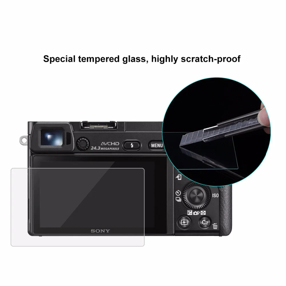 Закаленное стекло для экрана Sony A6000/A6300/A6500 2.5D 0 3 мм изогнутая кромка твердость 9H