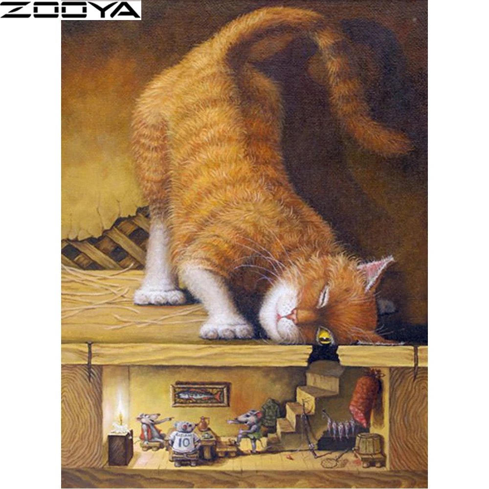 

5D DIY Diamond Painting Cross-Stitch Kits Diamond Embroidery Cat Animal Mouse Pictures Of Rhinestones Paintings By Numbers R1187