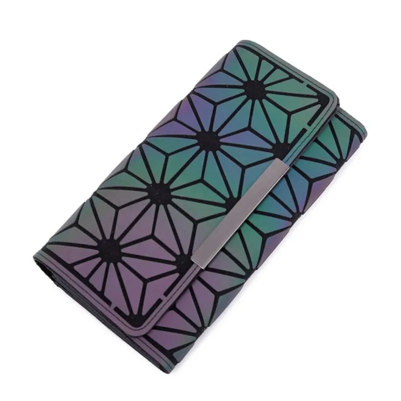 

2018 Noctilucent Women Wallets Purse Geometry Luminous Ladies Clutch Phone Bag Female ZipperWallet Card Holder Carteira Feminina