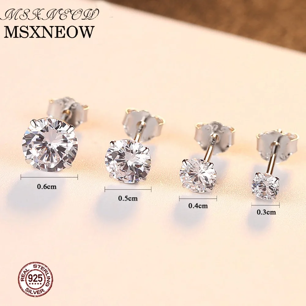 MSXNEOW модные серьги с фианитом для отдыха четыре когти 3 мм/4 мм/5 мм/6 мм основной