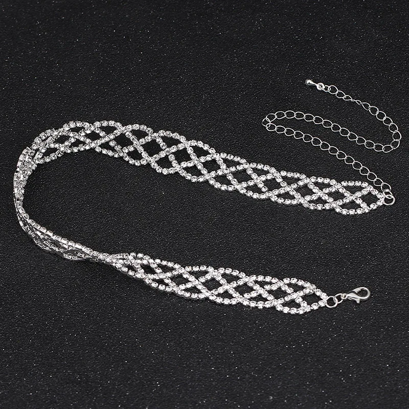 TREAZY Сияющий Украшенные стразами себе Chokers ожерелья для Для женщин геометрический Воротник Колье Мода Свадебная вечеринка ювелирные изделия