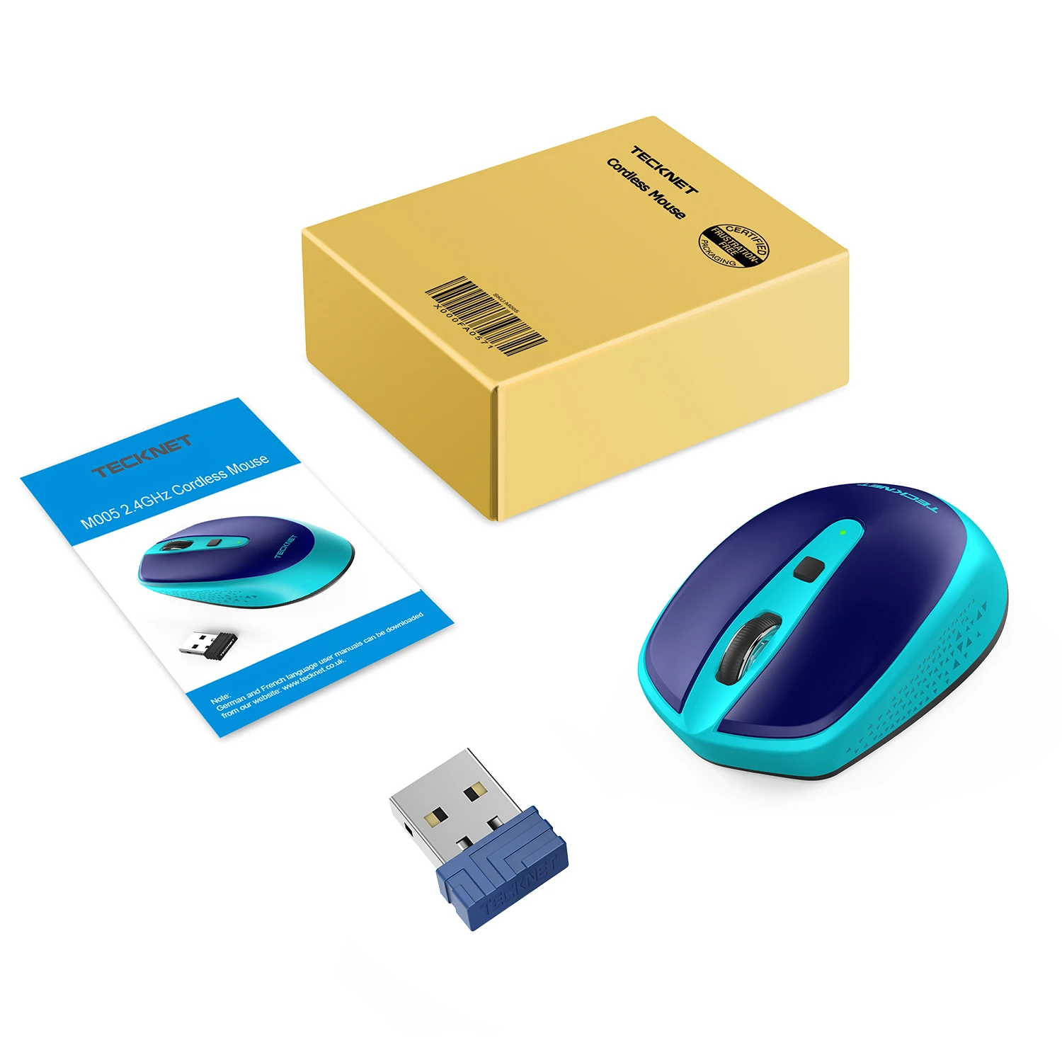 TeckNet беспроводная мышь 2 4 ГГц компьютерная регулируемая USB 0 2000/1500/1000 dpi Оптический
