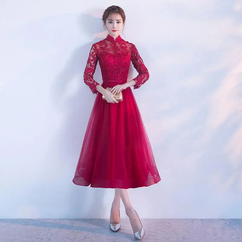 Сексуальное Кружевное открытое женское китайское свадебное платье Cheongsam, одежда для тостов, классический воротник-стойка, Qipao, большие размеры XXXL - Цвет: Style 14