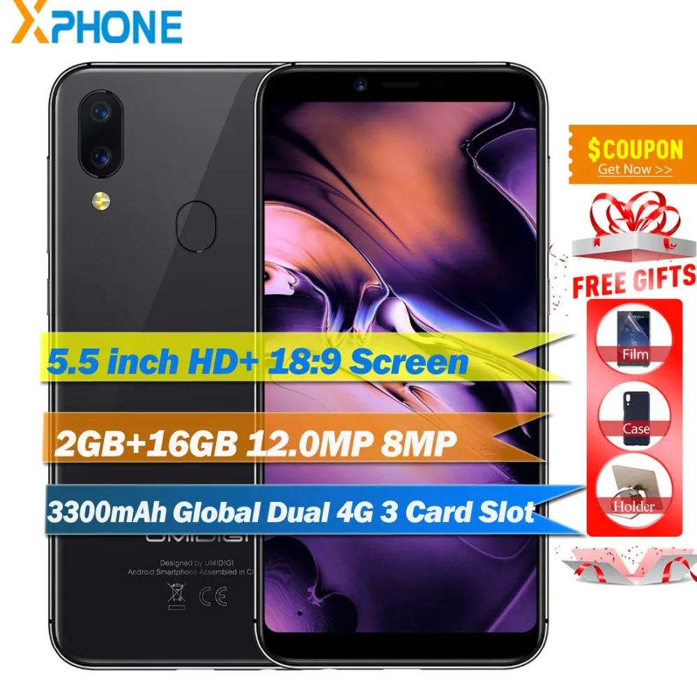 UMIDIGI a32гб 16 Гб мобильный телефон глобальная полоса двойной 4G LTE Android 8.15 5 &quotincell HD