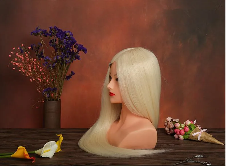 Голова манекен из светлых человеческих волос 24 дюйма 85%|human hair mannequin head|training headhair