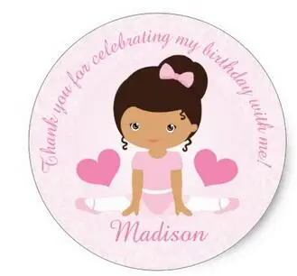 

1.5inch Thank You Ballerina Birthday Party Party Custom Classic Round Sticker
