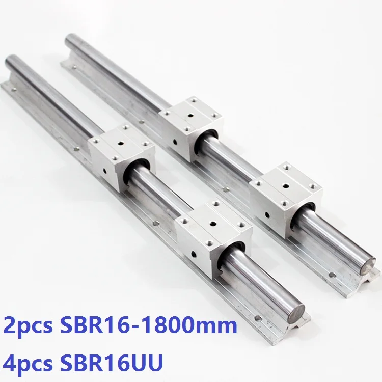2 шт. SBR16 16 мм 1800 Поддержка линейной направляющей + 4 SBR16UU линейные направляющие