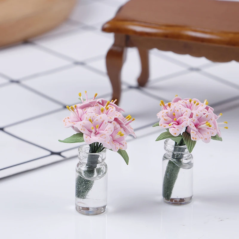 Кукольный домик-игрушка миниатюрный искусственный цветок Розовая Лилия