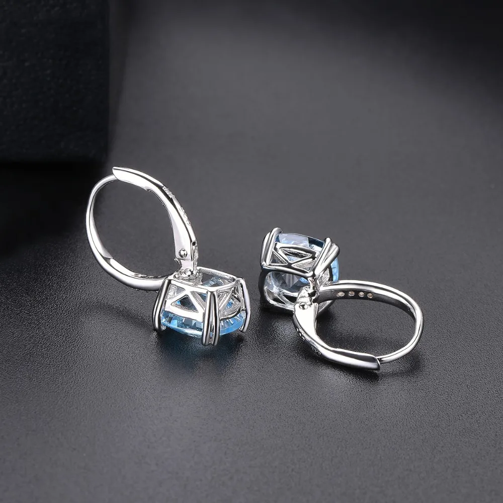 Hutang 5.86ct голубой топаз Женские Висячие серьги, натуральный драгоценный камень 925 пробы серебро изысканные Элегантные классические ювелирные изделия для подарка
