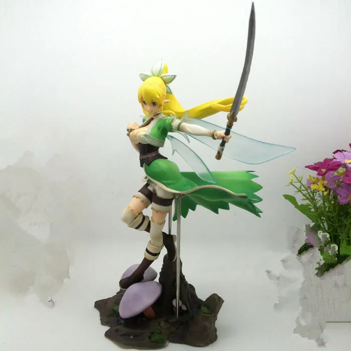 10'' New Arrival Sexy Japan Anime Action Figure Sword Art Online Fairy Dance Leafa Green Dress Fighting Ver Model PVC 25cm Doll |