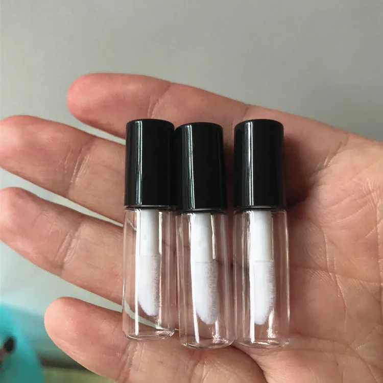 

New 1.5ml Empty Lip gloss Tubes Black,Gold,Silver Lid Lip balm tube Clear Mini Sample vials Lipstick Cosmetic Packing container