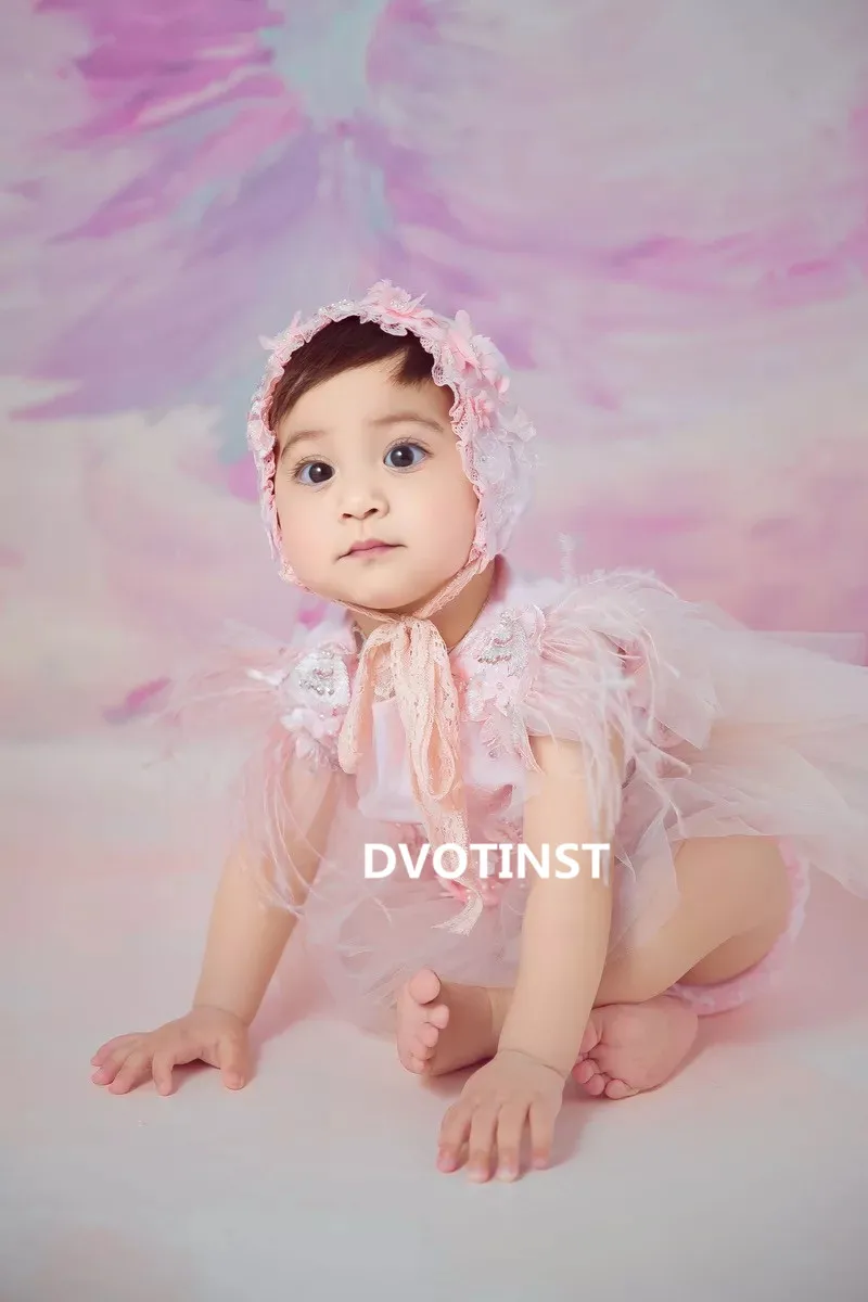 Dvotinst Baby Girls Photography Props Crochet Knitted Lace Dress Outfits Clothes Set Fotografia Accessories Studio Shoots | Детская