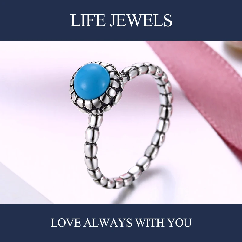 Authentic100% 925 Sterling Silver Turquoise Rings Charm l Women Luxury Valentine's Day Gift Jewelry 18164 | Украшения и