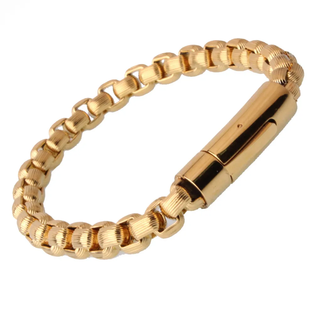 Браслет-цепочка мужской золотистый в стиле хип-хоп 9 мм | Украшения и аксессуары