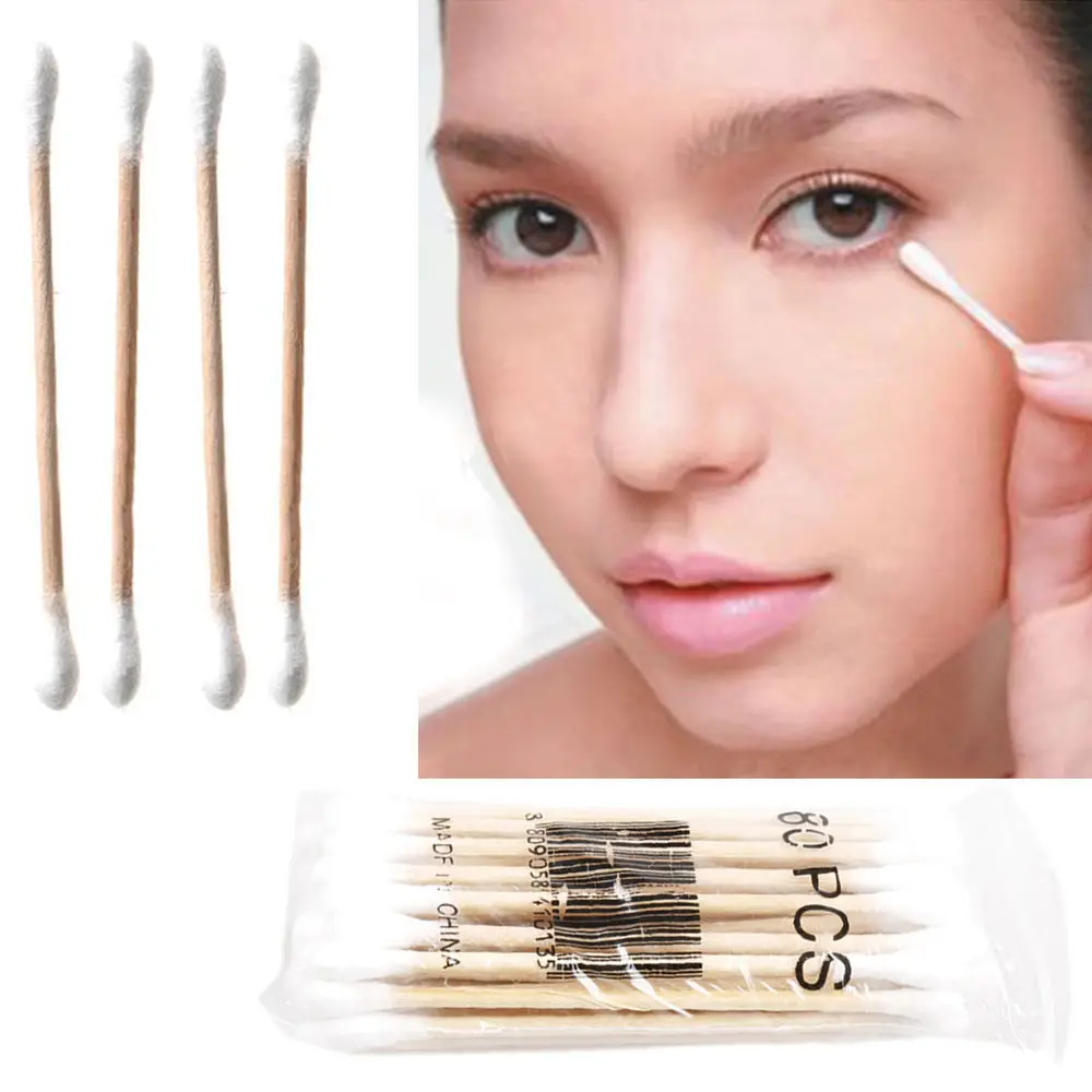 

2 sets New Fashion Wood Cotton Head Health Makeup Cosmetics Ear Clean Jewelry Cleaner Cotton Swab Stick Buds For Medical Care