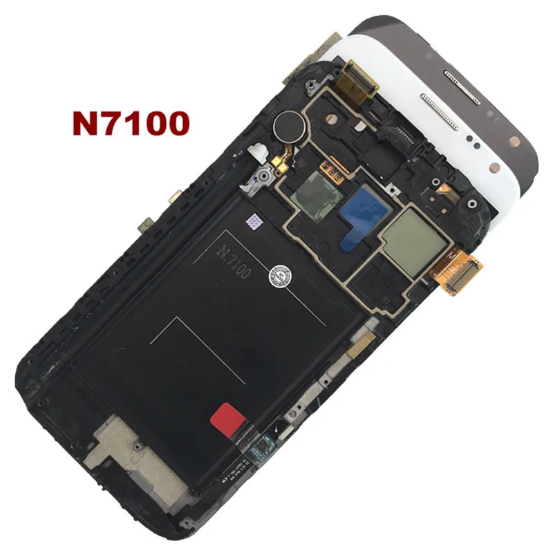 Протестированный супер AMOLED ЖК-дисплей для SAMSUNG Galaxy Note 2 N7100 Note2, ЖК-дисплей с рамкой и кнопкой, сенсорный дигитайзер в сборе
