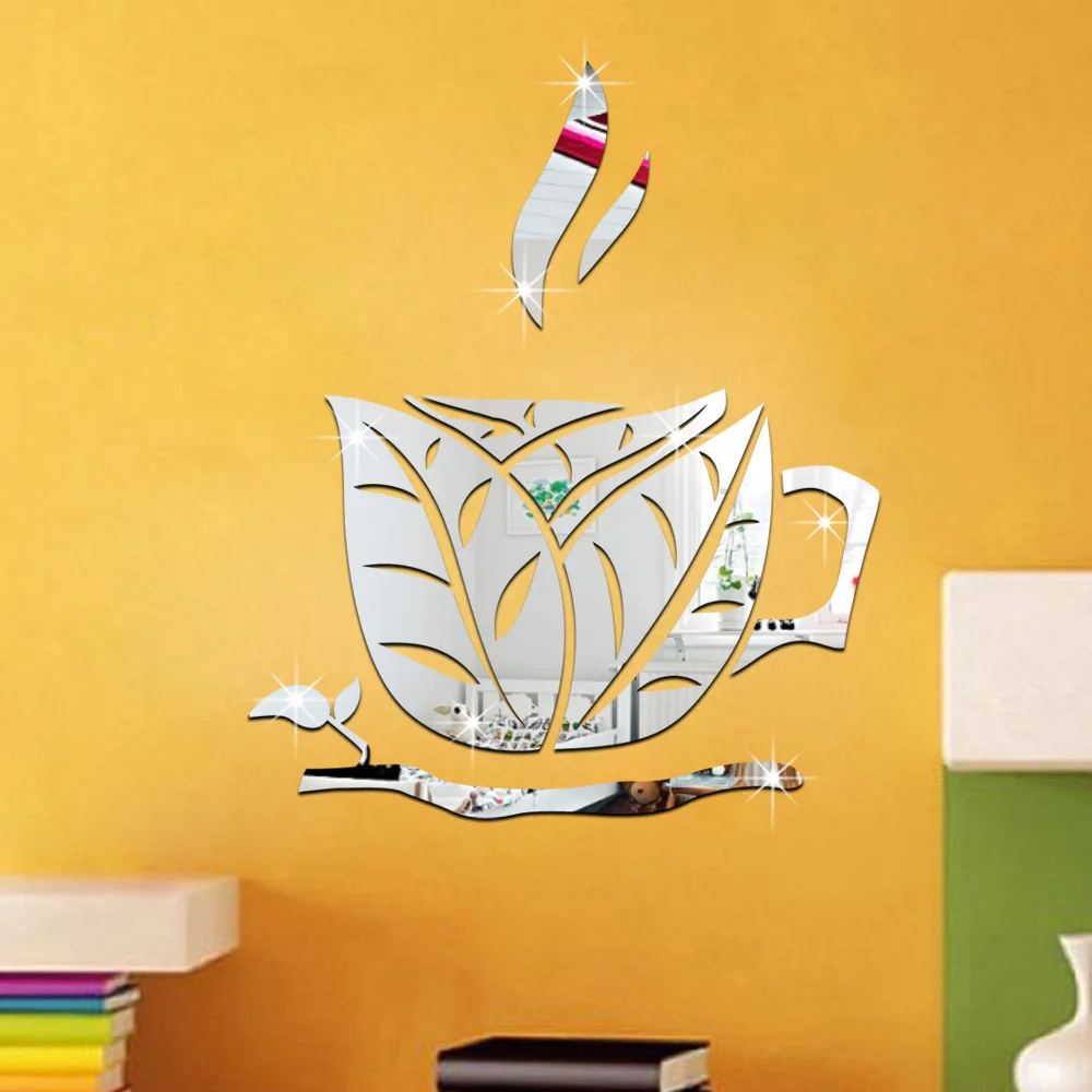 Креативные зеркальные наклейки Funlife с трехмерными кристаллами листьями модель