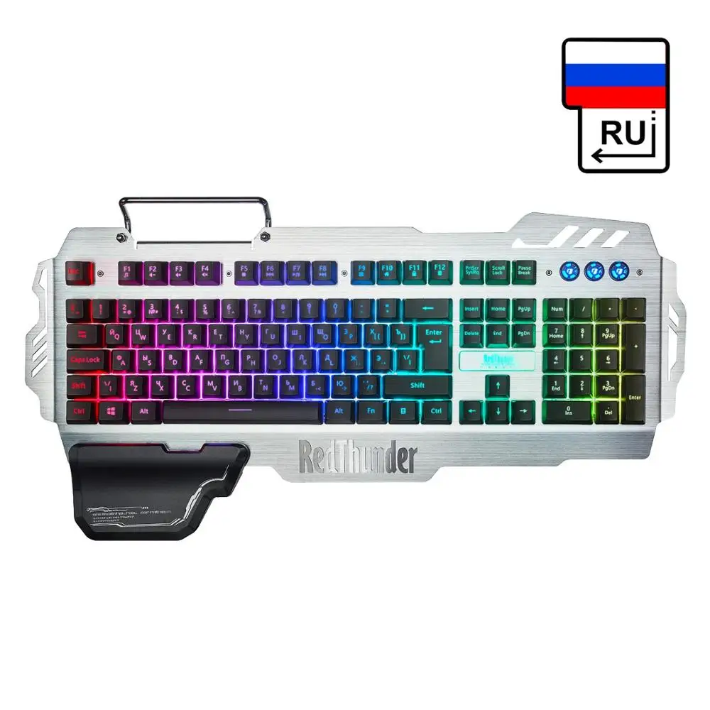 Проводная игровая клавиатура RedThunder K900 RGB с подсветкой 25 клавиш, эргономичная клавиатура с защитой от привидения для настольных игр и набора текста - Цвет: RU Layout