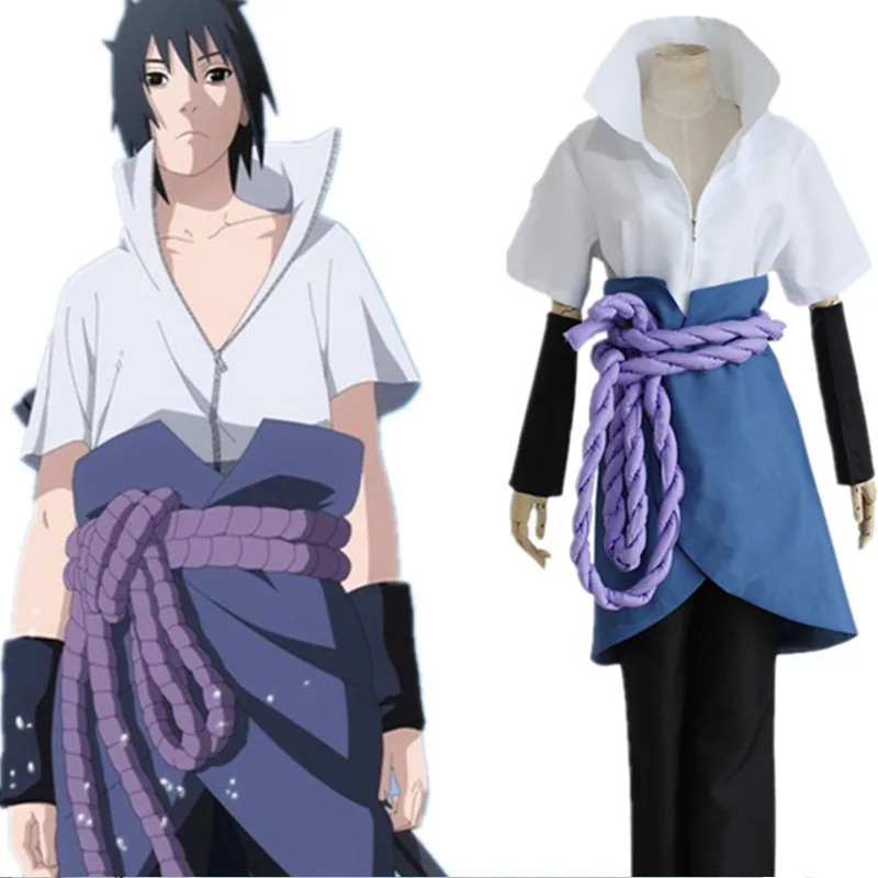 Uchiha Sasuke костюмы для косплея Аниме Наруто Shippuden одежда (Блейзер + брюки поясная