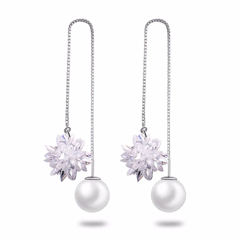 Женские длинные серьги подвески из серебра 925 пробы с жемчугом|earrings for|dropping earrings for