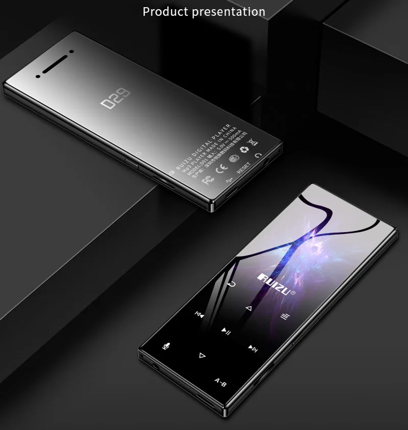 ruidu d29 Bluetooth MP3 плеер без потерь HiFi музыкальный плеер Портативный аудио 8 Гб Встроенный динамик FM радио Электронная книга часы