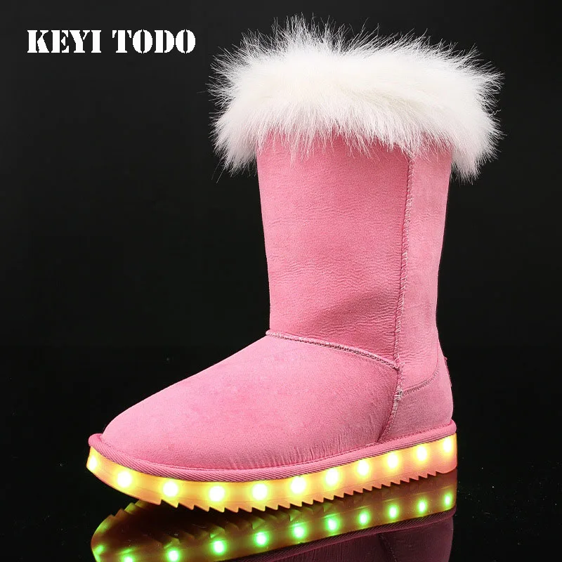 Горячая Распродажа Дети СВЕТОДИОДНЫЙ туфли со светодиодами ботинки для снега