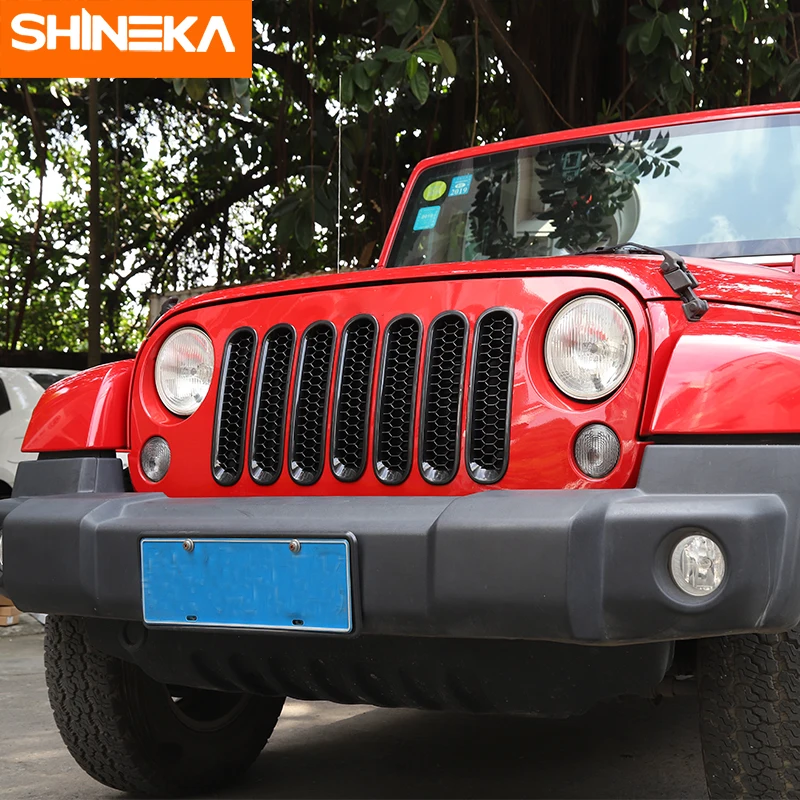 SHINEKA гоночные грили для Jeep Wrangler JK 2007 2017 сотовые Передние решетки сетки решетка
