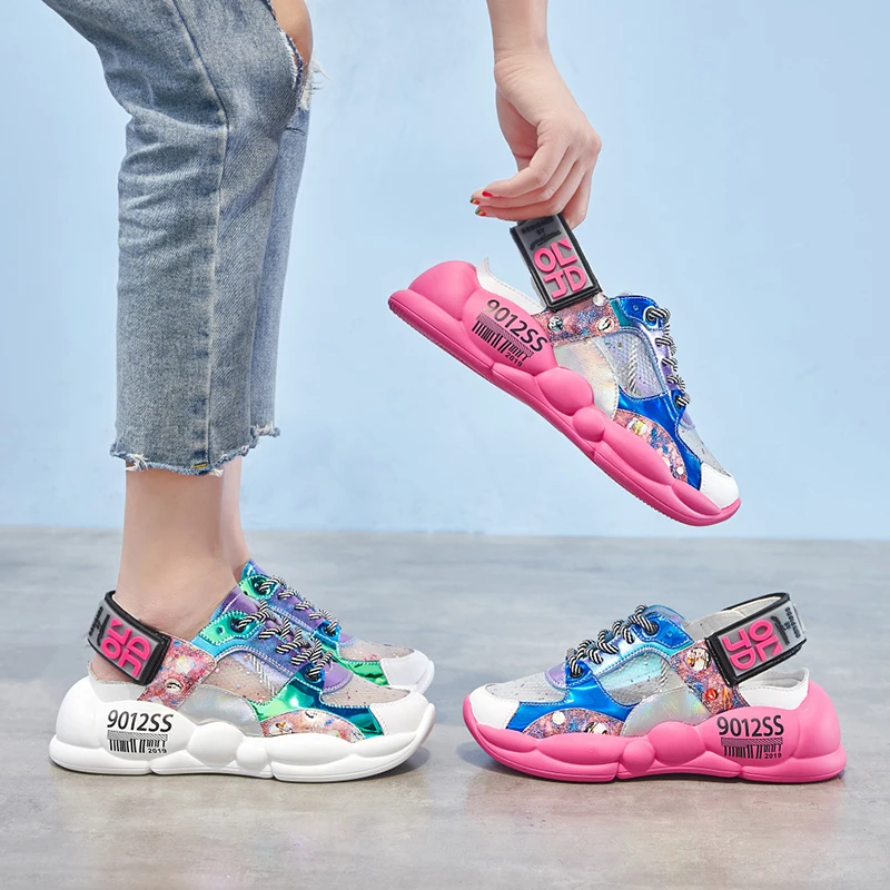 Dumoo/повседневные сандалии для девочек женские летние кроссовки chaussures femme