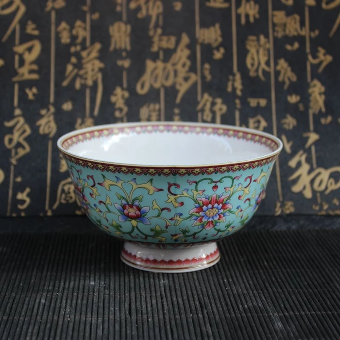 

Retro Blue and white porcelain with colorful bowl and handicraft ornaments