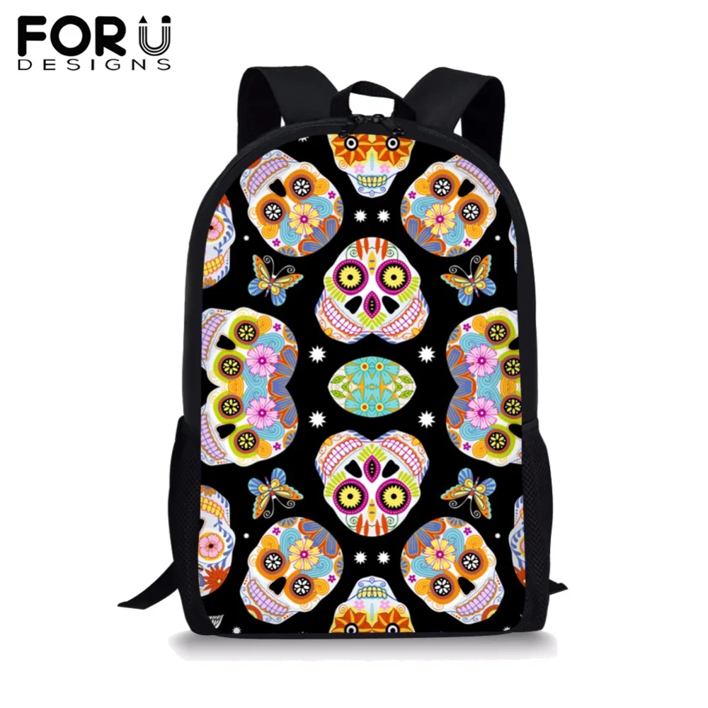 FORUDESIGNS/детские школьные сумки для девочек и мальчиков; крутые рюкзаки с принтом черепа для подростков; Простые рюкзаки для начальной школы; сумка для студентов; Новинка года