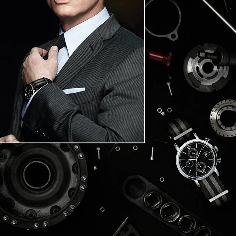 SINOBI Для мужчин Спорт военные часы НАТО нейлон ремешок для часов мужской