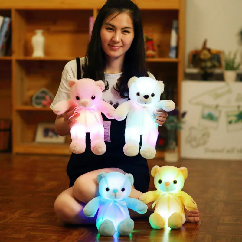 Красочные светящиеся медведь мягкие игрушки для детей Kawaii мягкая игрушка кукла
