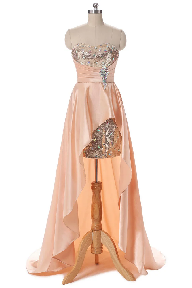 champagne CEEWHY, вечерние платья с блестками и кристаллами, Длинные Abendkleider Vestido de Noiva, короткие спереди и сзади, Длинные вечерние платья со шлейфом для выпускного вечера - Цвет: champagne
