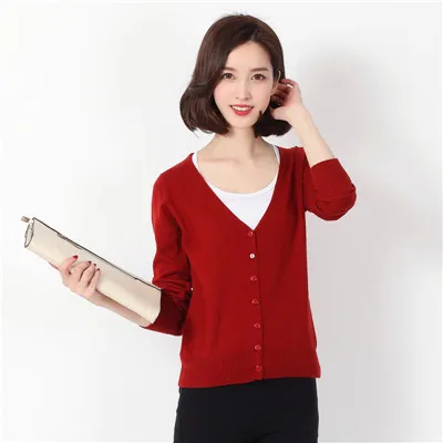 D00199 tiexiu red Модный кашемировый кардиган, свитера, женская блузка, вязанное кашемировое пальто с v-образным вырезом, однотонный эластичный тонкий женский повседневный жакет D199 - Цвет: D00199 tiexiu red