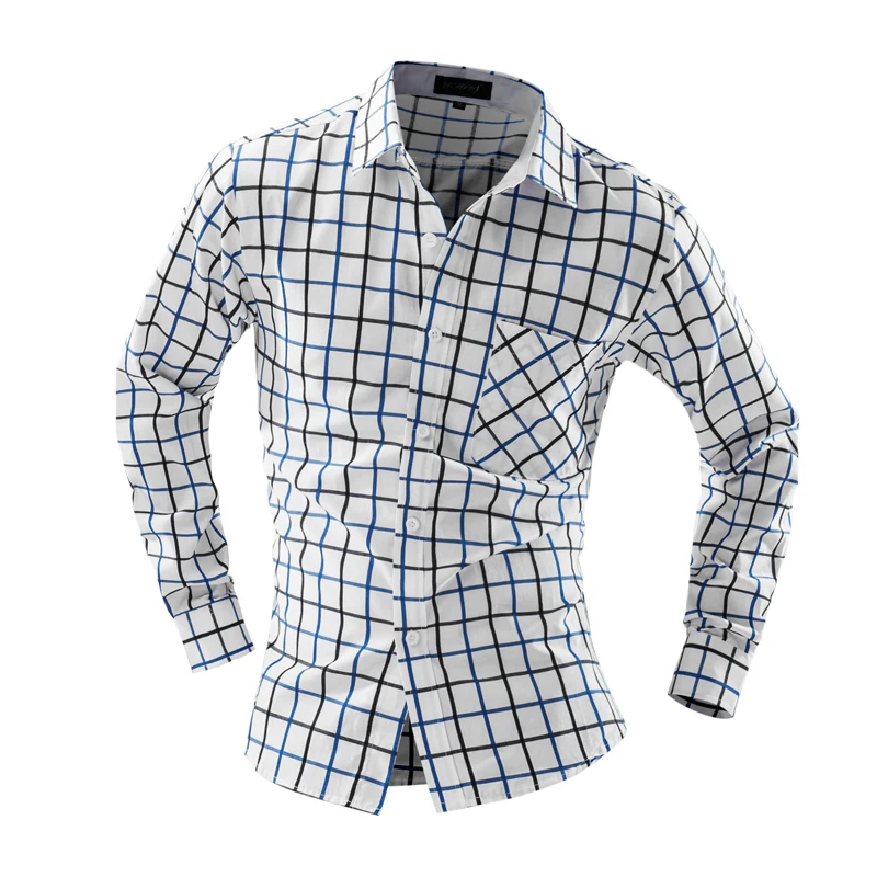 Мужская рубашка в клетку Облегающая размер XXL|dress shirt men|shirt slim fitmen plaid |