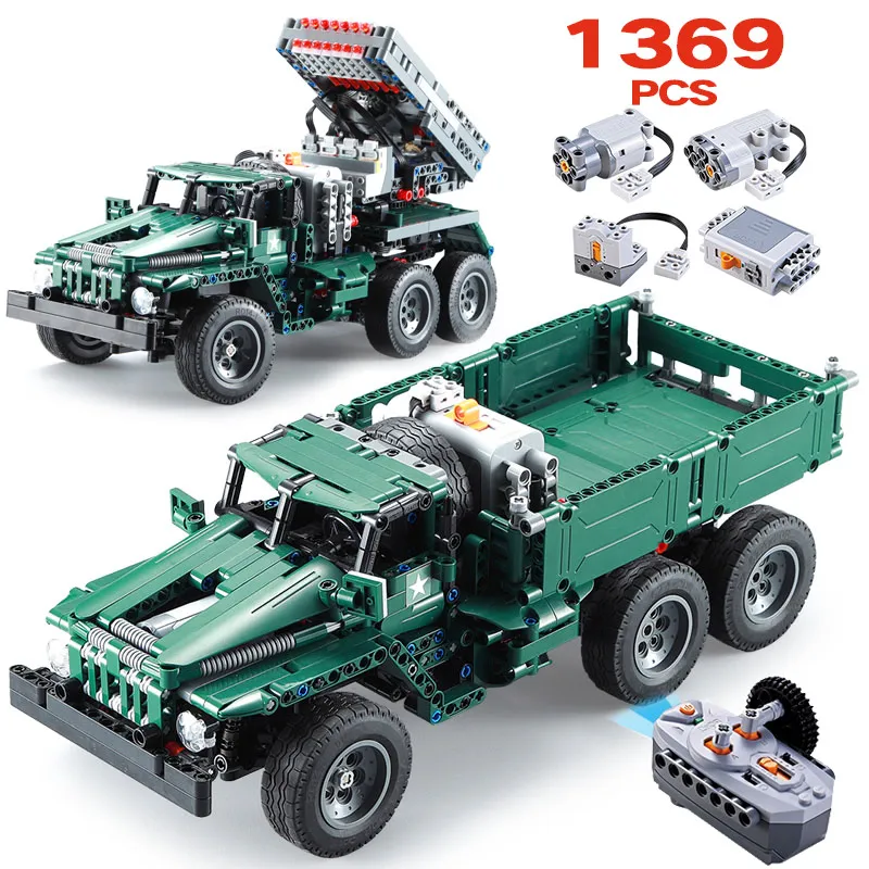 1369 шт. город RC BM 21 ракеты башни де TECH кирпичи высокотехнологичные 2 в 1 внедорожный