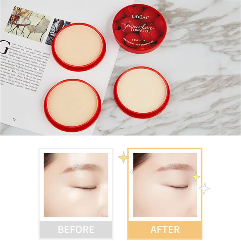 New arrival Professional 1 Pcs Tomato Pressed Powder Face Concealer Oil Control Brighten Setting Makeups |