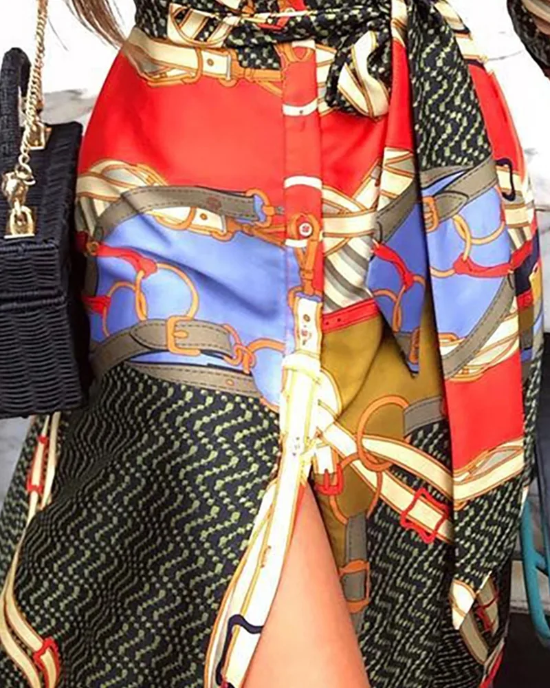 Платье-рубашка на пуговицах с принтом | Женская одежда