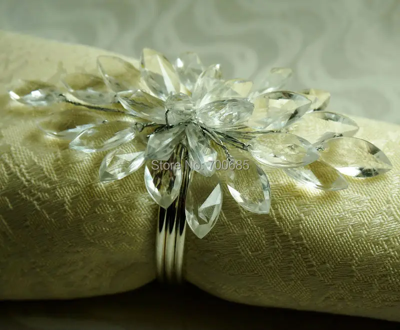 Декоративное кольцо для салфеток с кристаллами и цветами | Дом сад