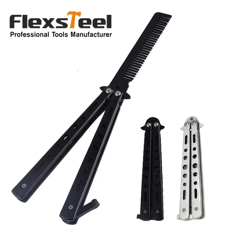 Горячая Распродажа Черный Серебристый Металлический учебный Балисонг