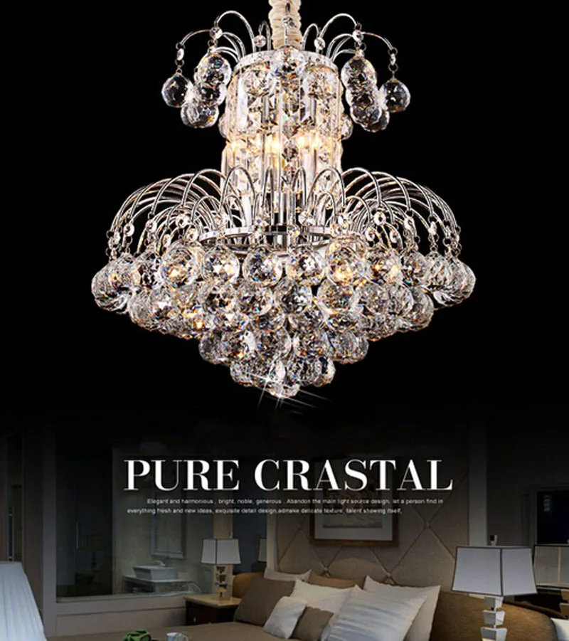 Черная хрустальная лампа Европейская гостиная люстра американский ресторан