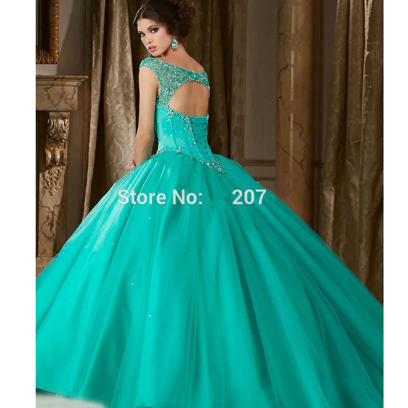 Mint Green Puffy Cheap Quinceanera Dresses Ball Gown Tulle Beaded Pearls Sweet 16 | Свадьбы и торжества